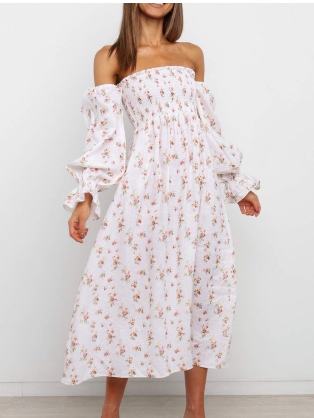 Petal & Pup Gabriella White and Pink Smock Dress